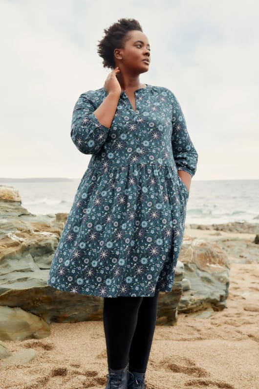 Dod Dress Organic Cotton Dress with Button Front and Pockets