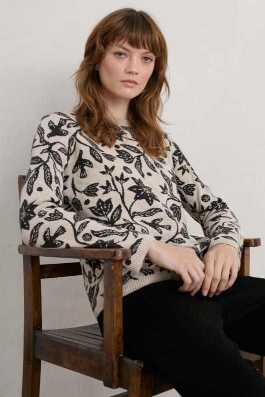 Winder House Cotton Blend Floral Jumper Model Image