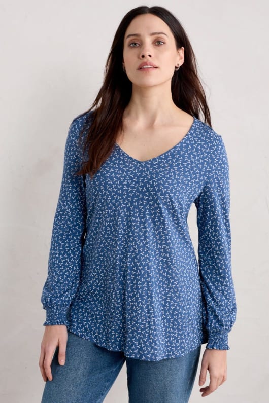 Rosehip Jersey V-Neck Top