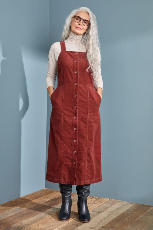 Full length pinafore dress top