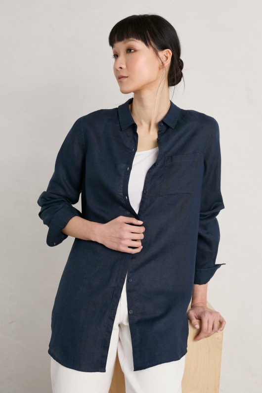 Longline linen shirt clearance