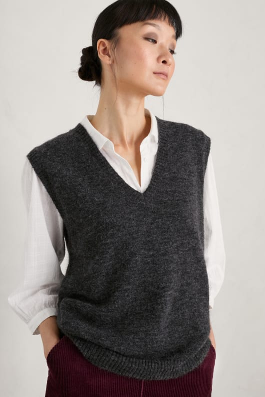 Galver V Neck Knitted Vest Seasalt Cornwall