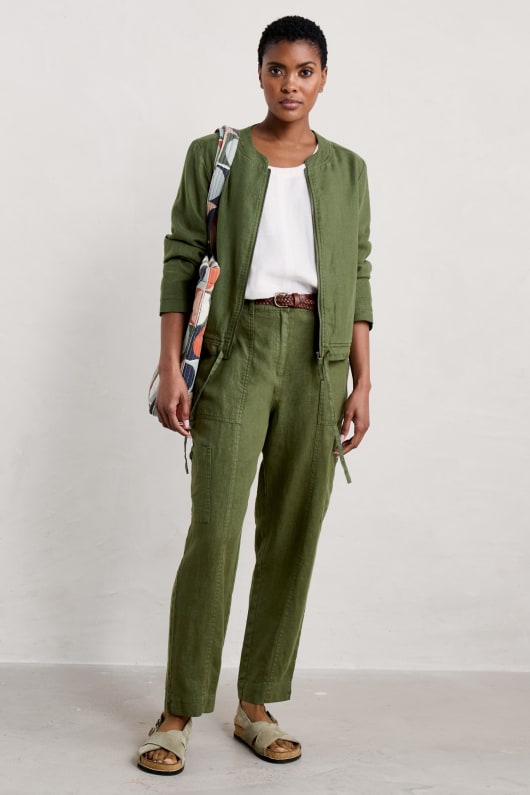 Rock Pipit Linen Trousers Model Image
