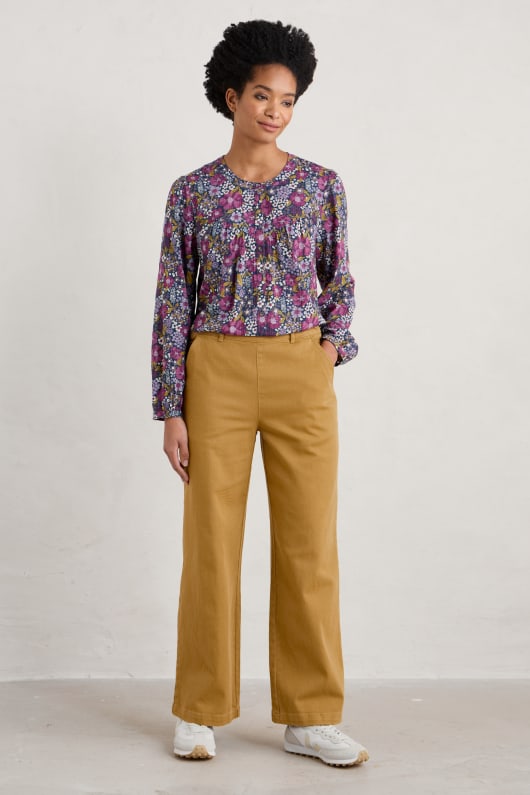 Full length wide leg trousers outlet