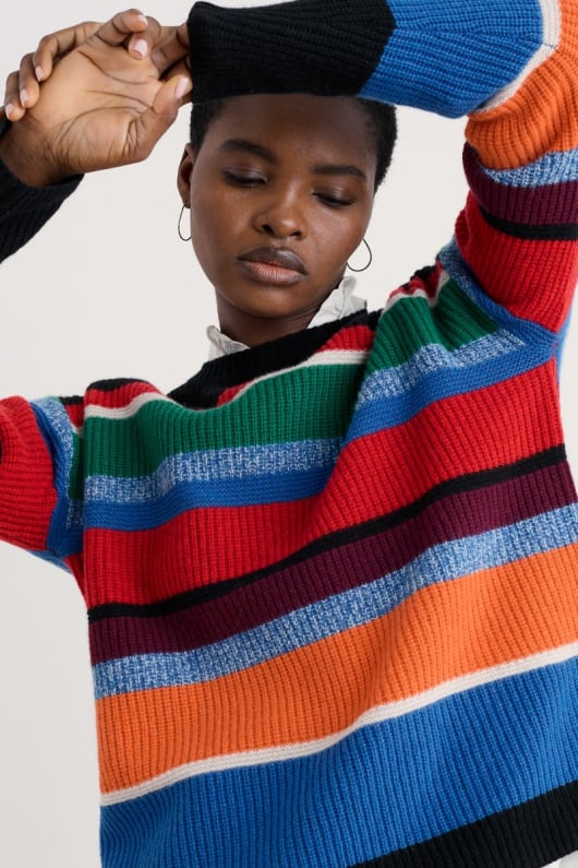 Thorn Berry Striped Jumper With Merino