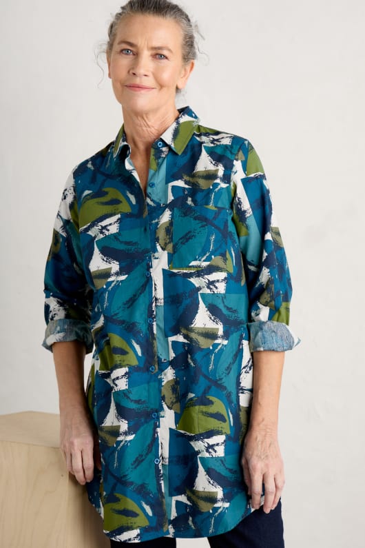 Waterworn Women s Long Printed Shirt Seasalt Cornwall