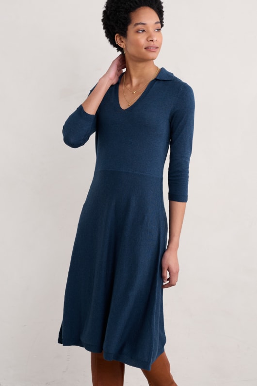 Trebarwith Knitted Midi Dress in GOTS-certified Organic Cotton Model Image