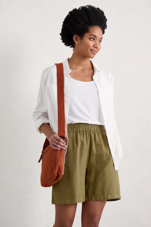 Wide leg linen shorts online
