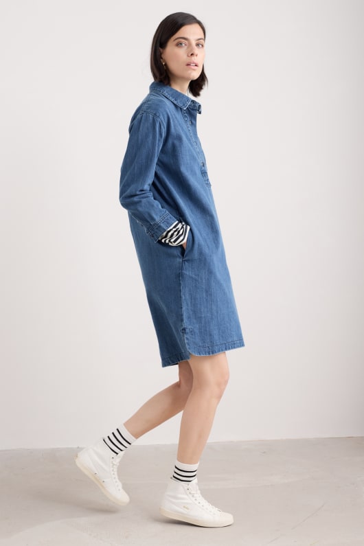 Guidebook Denim Shirt Dress Model Image