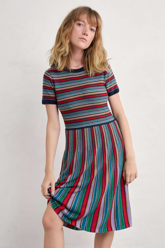 Rock Bell Knitted Dress in GOTS-Certified Organic Cotton Model Image