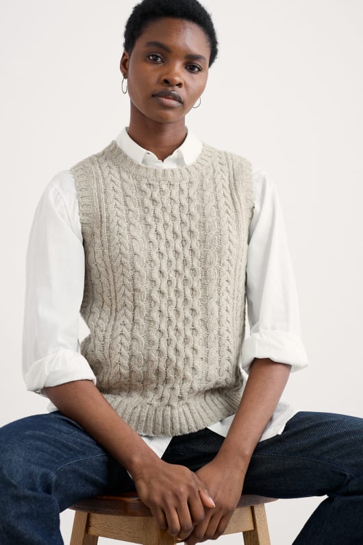 Newlyn Cable Stitch Vest Model Image