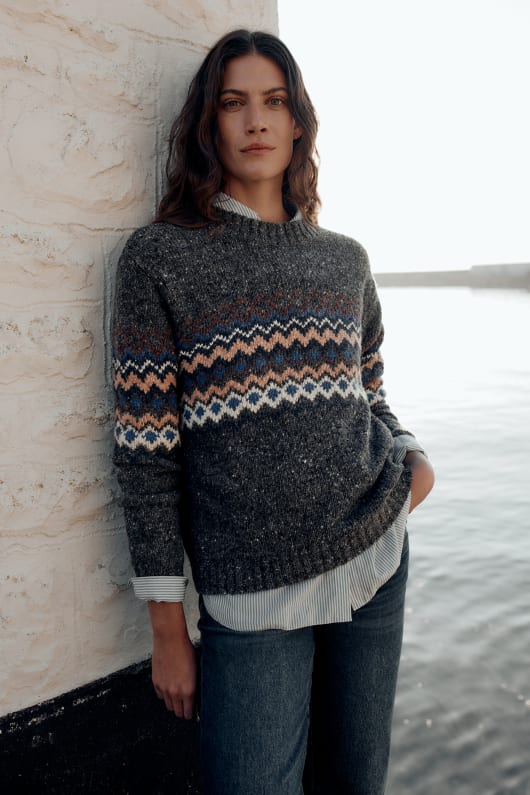 Golden Light Fair Isle Jumper Model Image