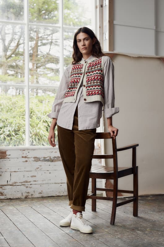 Trethornes Tapered Cord Trousers Model Image