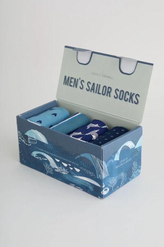Men's Step Into The Blue Socks Box Of 4