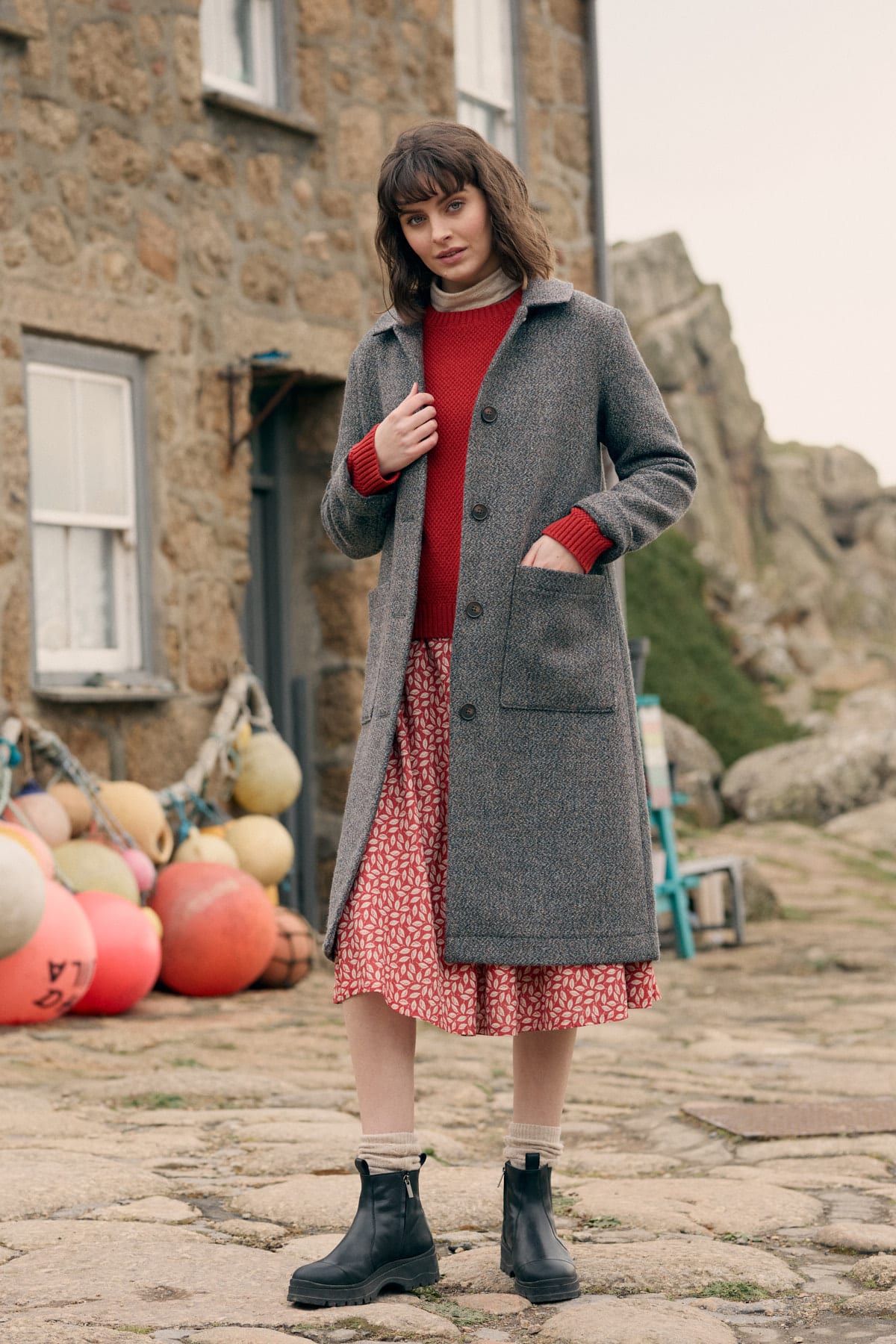 Morvran Wool blend Coat Seasalt Cornwall