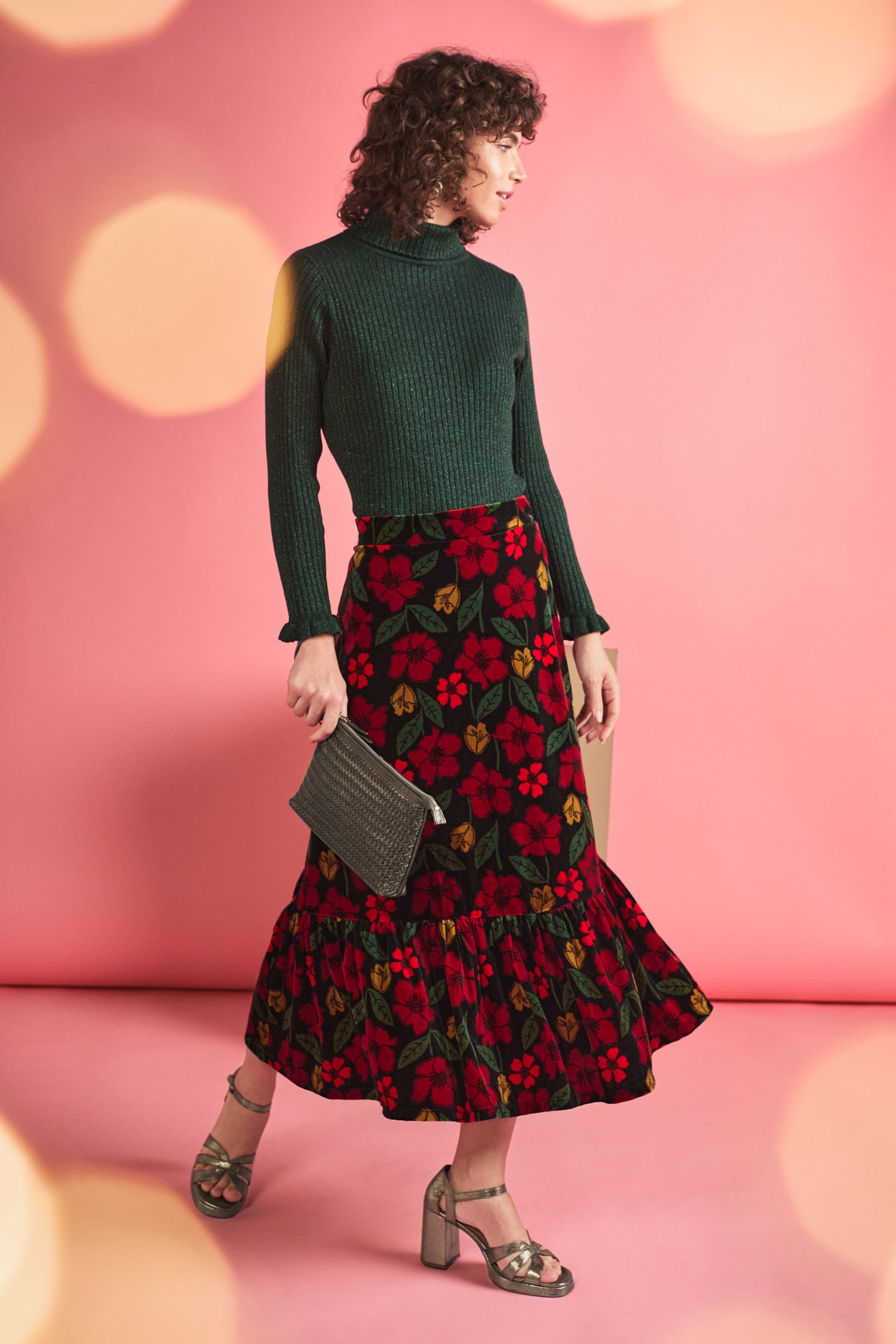 Floral velvet skirt outlet