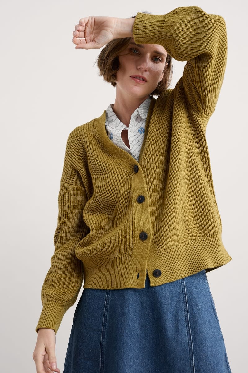 トップス THE SEA COTTON V NECK CARDIGAN Cotton Seedstitch V-Neck Cardigan | Appleseed's